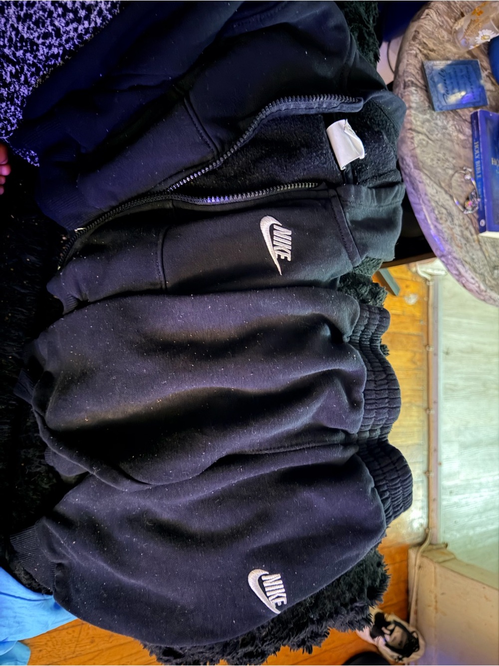 Nike Kids Black Sweatpants Set with White Swoosh Logos